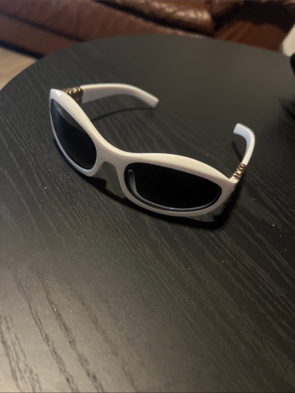 Miu Miu White Frame Black Lens Oval Sunglasses